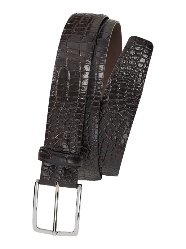 Crocodile Embossed with Changeable Buckle Belt - Brown sold by Paul Fredrick