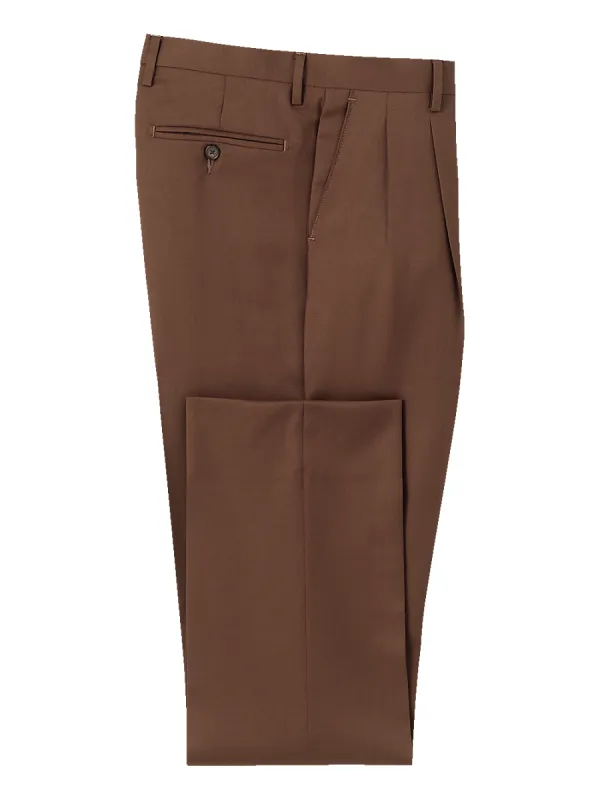 Wool Gabardine Pleated Pants - Brown sold by Paul Fredrick