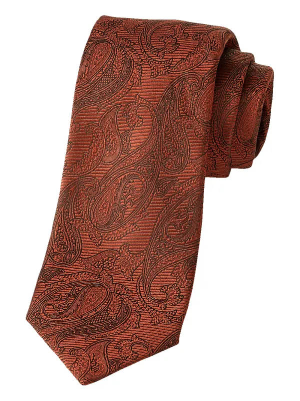 Paisley Woven Silk Tie - Rust sold by Paul Fredrick