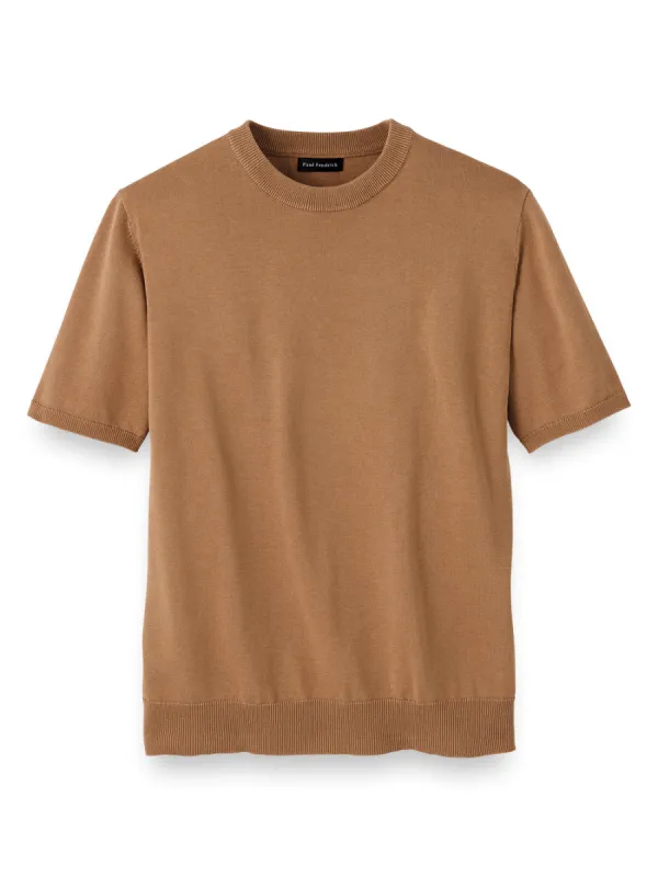 Supima Cotton Crew Neck Sweater - Light Brown sold by Paul Fredrick
