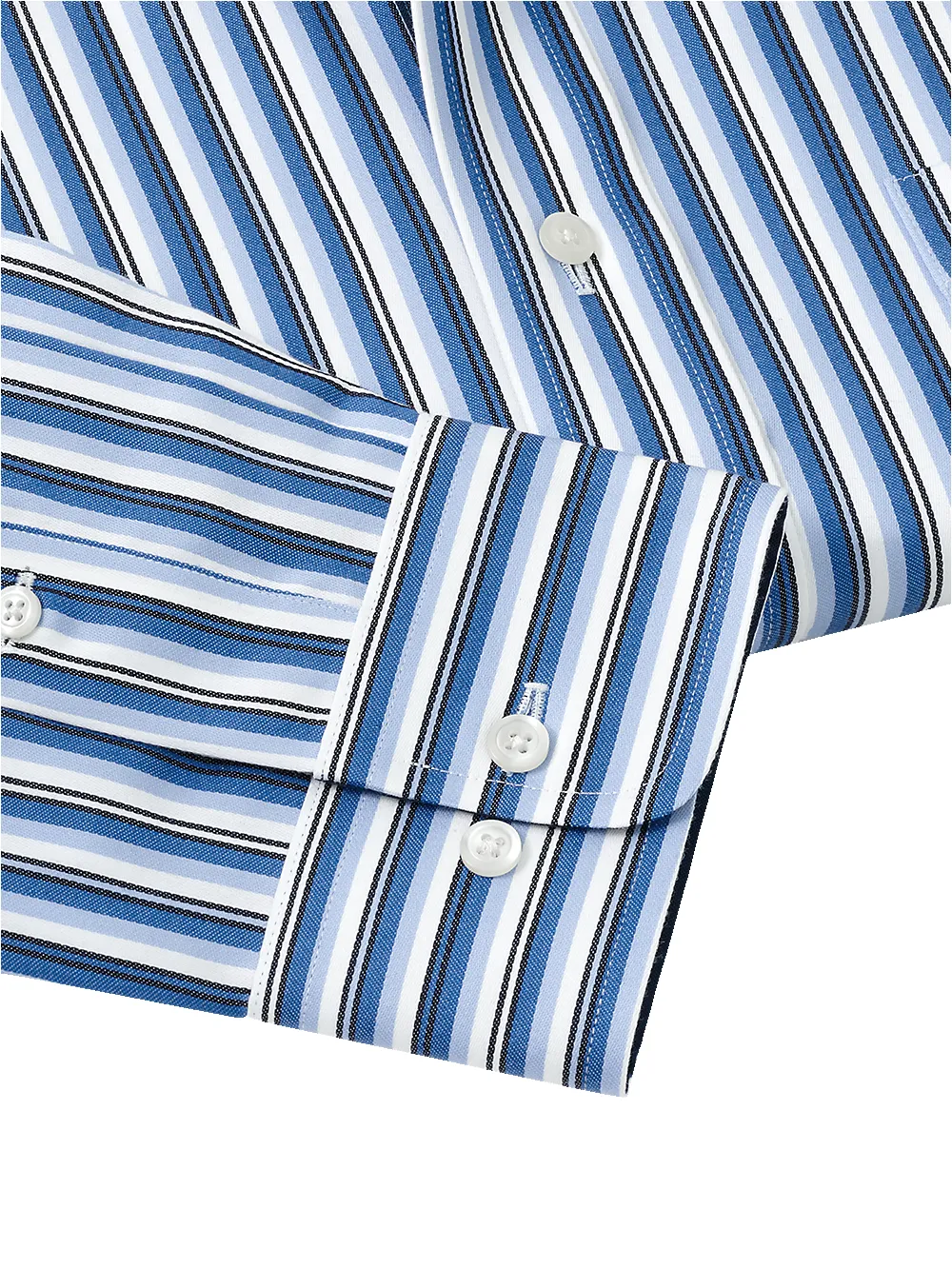 Non-Iron Cotton Stripe Dress Shirt With Contrast Trim - Blue sold by Paul Fredrick product image thumbnail 4