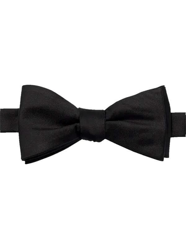Solid Woven Silk Pre-Tied Bow Tie - Black sold by Paul Fredrick