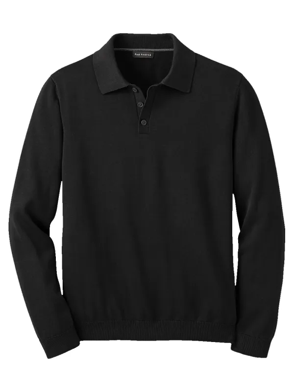Supima Cotton Three Button Polo - Black sold by Paul Fredrick