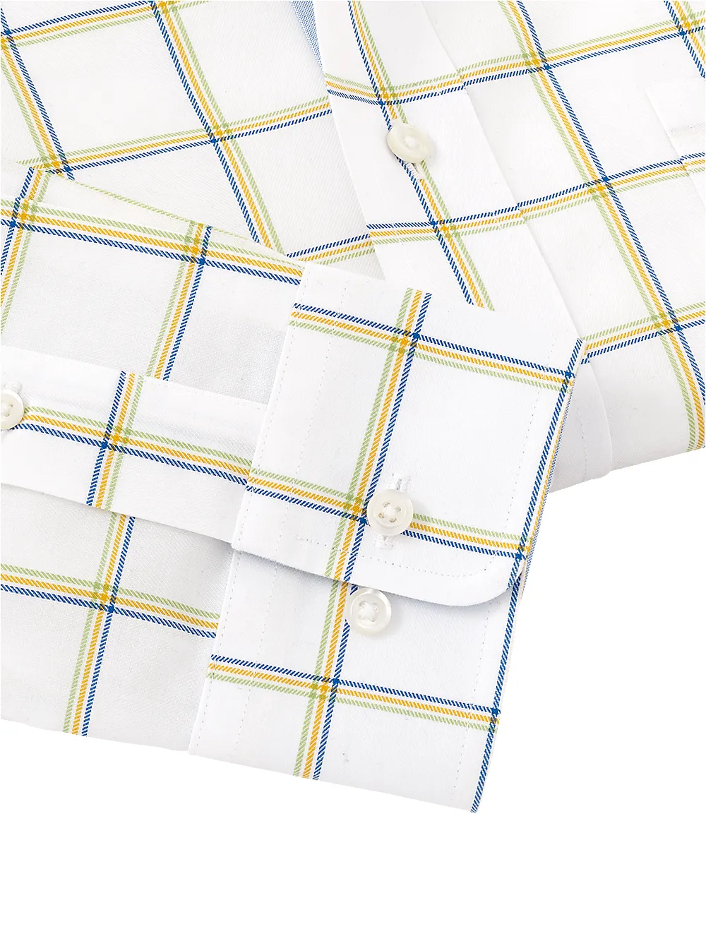 Non-Iron Cotton Windowpane Dress Shirt With Contrast Trim - Multi sold by Paul Fredrick product image thumbnail 4