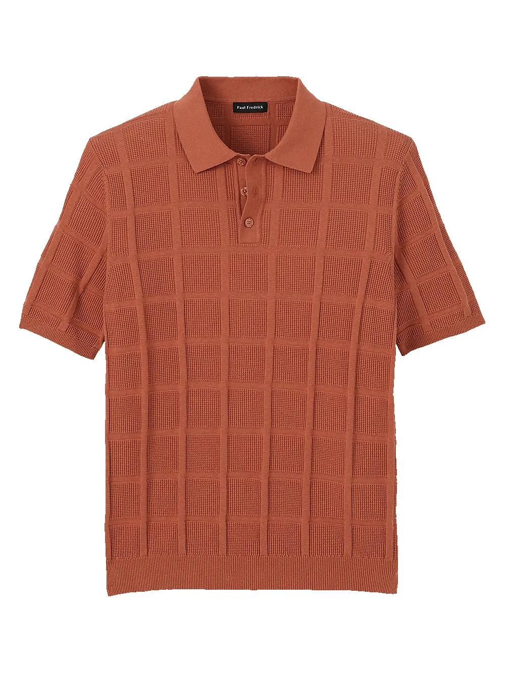 Cotton Three Button Polo - Rust sold by Paul Fredrick