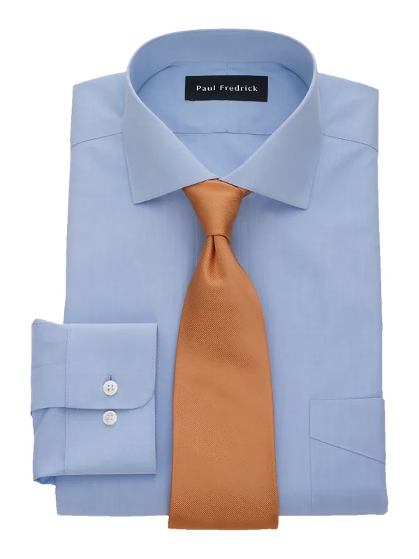 Non-Iron Cotton Broadcloth Solid Color Cutaway Spread Collar Dress Shirt - Blue sold by Paul Fredrick