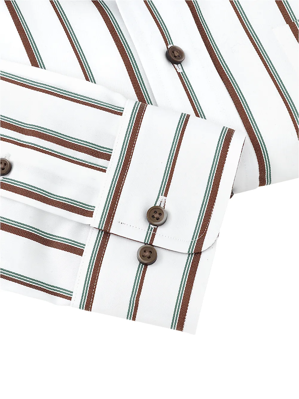 Non-Iron Cotton Stripe Dress Shirt With Contrast Trim - Brown/pine sold by Paul Fredrick product image thumbnail 4