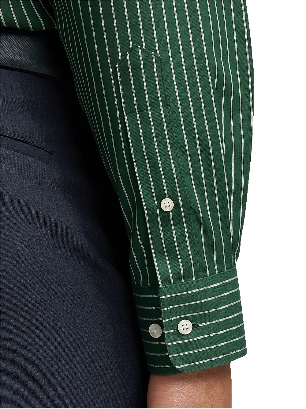 Comfort Stretch Non-Iron Stripe Dress Shirt - Green sold by Paul Fredrick product image thumbnail 4