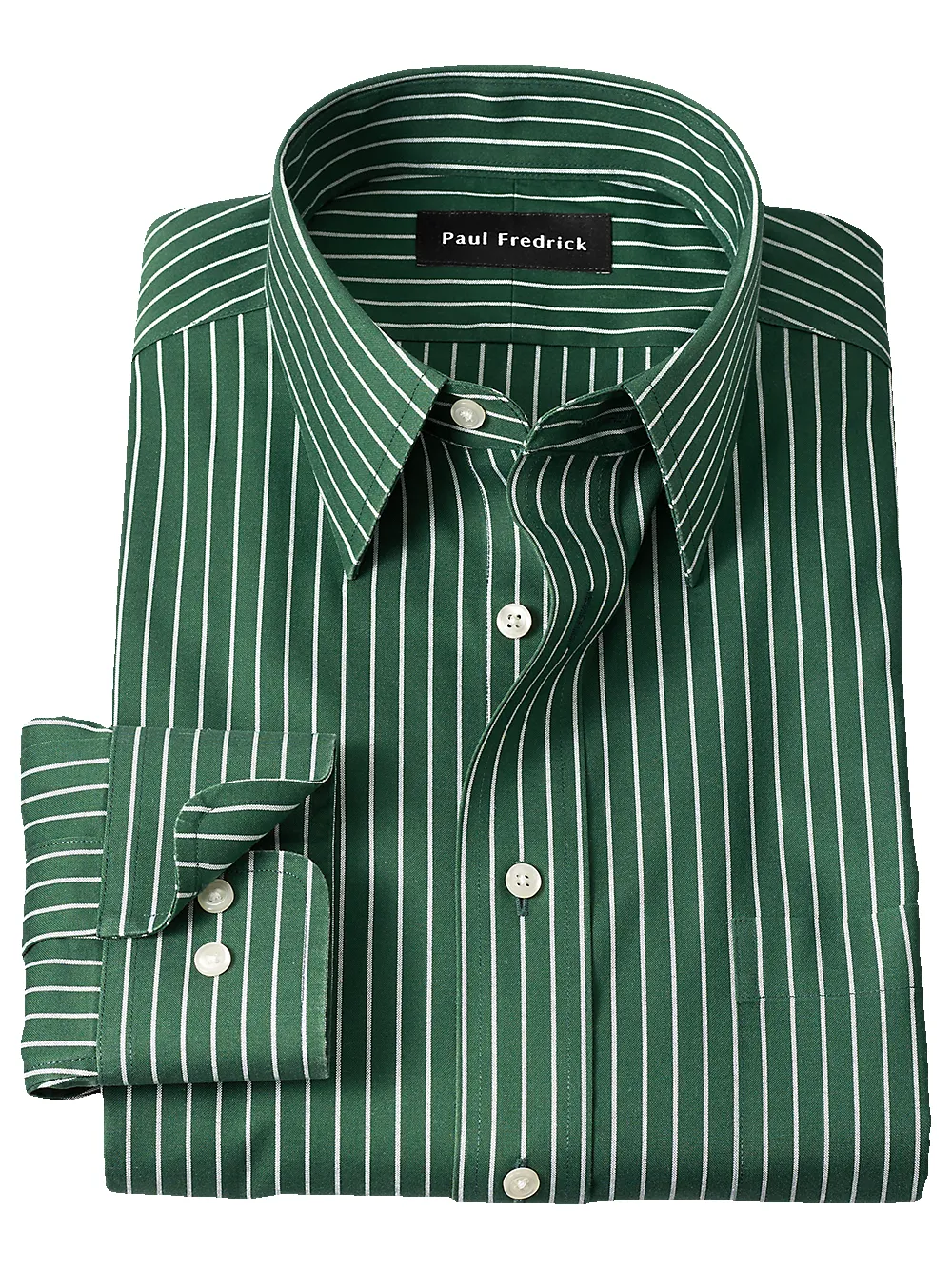 Comfort Stretch Non-Iron Stripe Dress Shirt - Green sold by Paul Fredrick