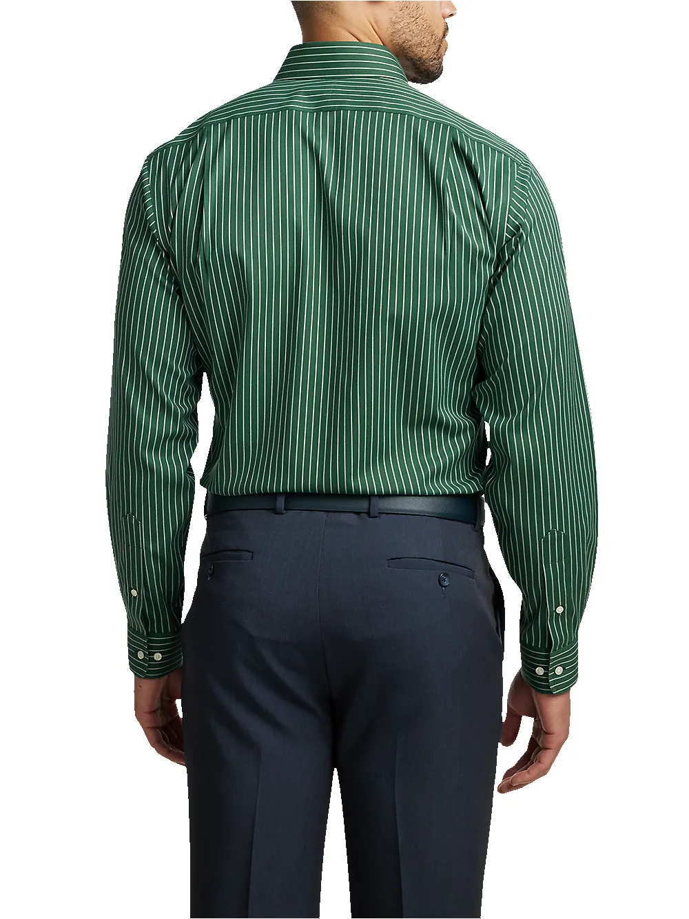 Comfort Stretch Non-Iron Stripe Dress Shirt - Green sold by Paul Fredrick product image thumbnail 5