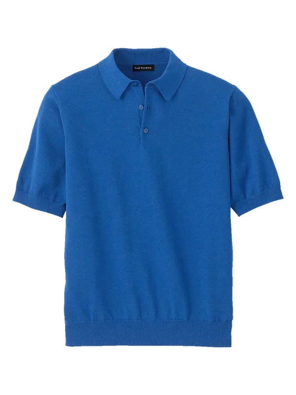 Supima Cotton Three Button Polo - Navy sold by Paul Fredrick