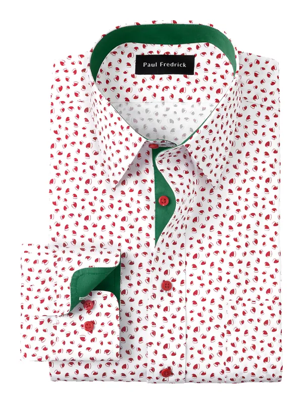 Non-Iron Cotton Santa Hat Dress Shirt With Contrast Trim - Red sold by Paul Fredrick