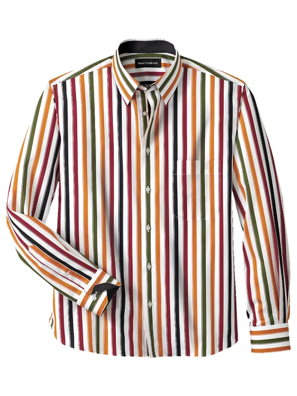 Cotton Stripe Casual Shirt With Contrast Trim - Multi sold by Paul Fredrick