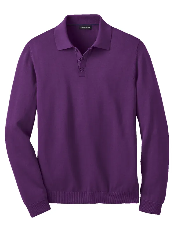 Supima Cotton Three Button Polo - Purple sold by Paul Fredrick