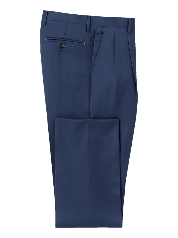 Classic Fit Wool Gabardine Pleated Pants - Bright Navy sold by Paul Fredrick