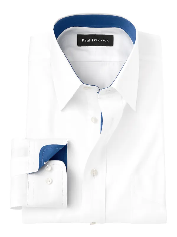Pure Cotton Solid Dress Shirt With Contrast Trim - White sold by Paul Fredrick