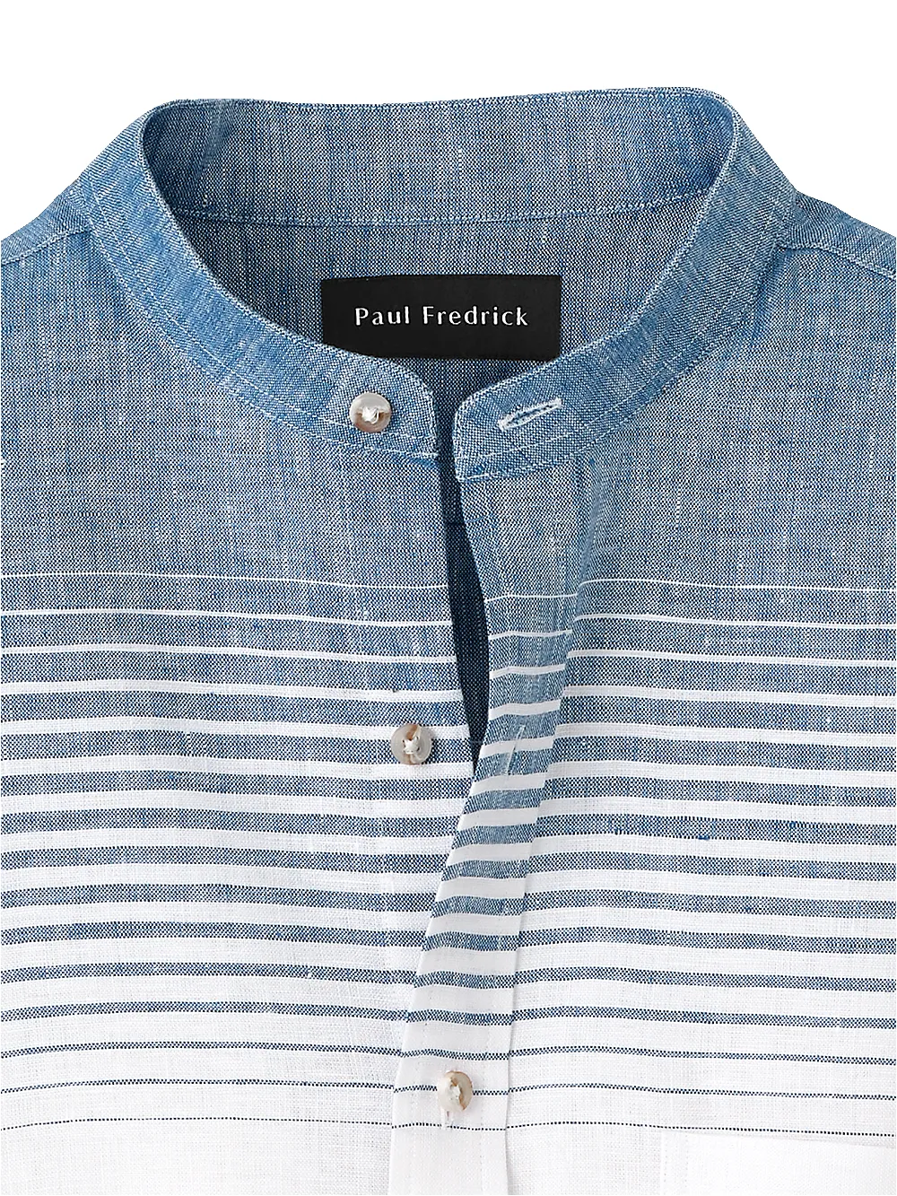 Linen Horizontal Stripe Casual Shirt - Orange/blue sold by Paul Fredrick product image thumbnail 3