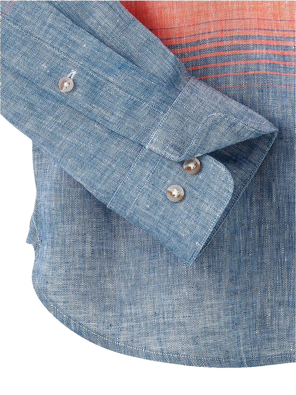 Linen Horizontal Stripe Casual Shirt - Orange/blue sold by Paul Fredrick product image thumbnail 4