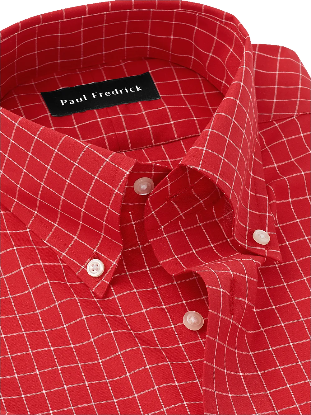 Non-Iron Cotton Check Dress Shirt - Red sold by Paul Fredrick product image thumbnail 3