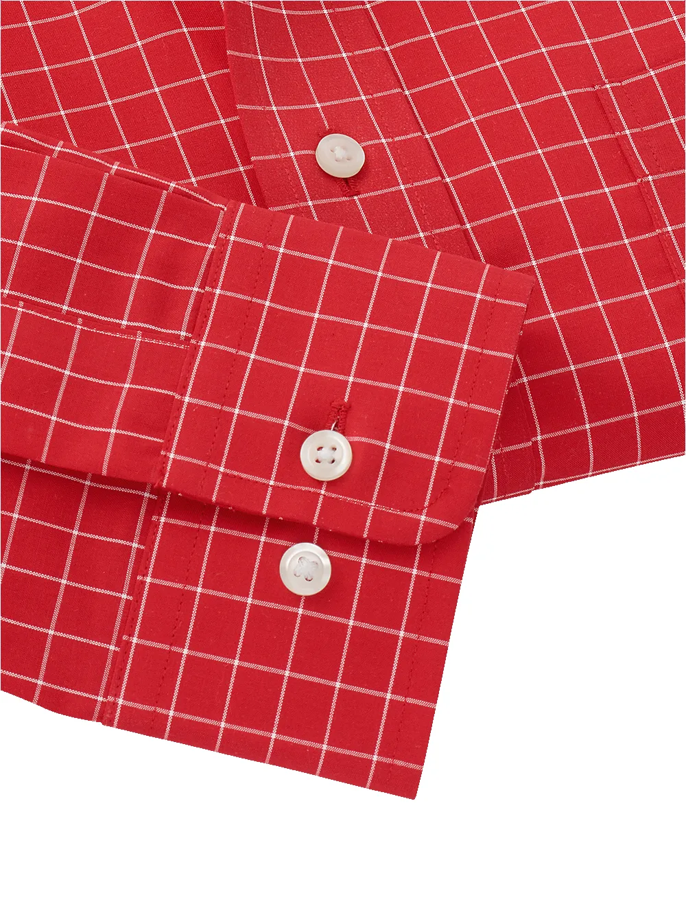 Non-Iron Cotton Check Dress Shirt - Red sold by Paul Fredrick product image thumbnail 4