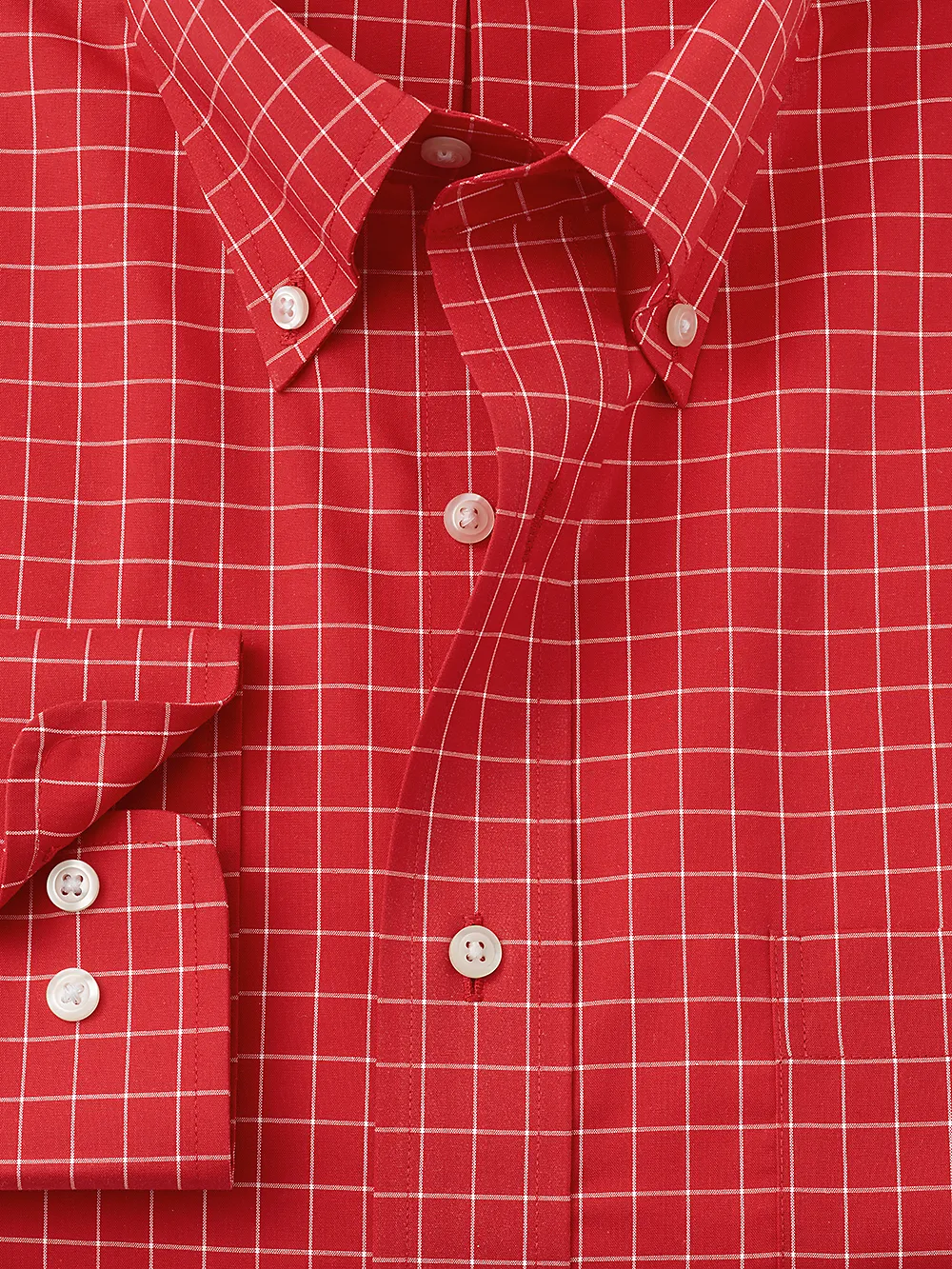 Non-Iron Cotton Check Dress Shirt - Red sold by Paul Fredrick product image thumbnail 2