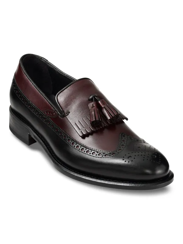 Maxwell Tassel Loafer - Black/burgundy sold by Paul Fredrick