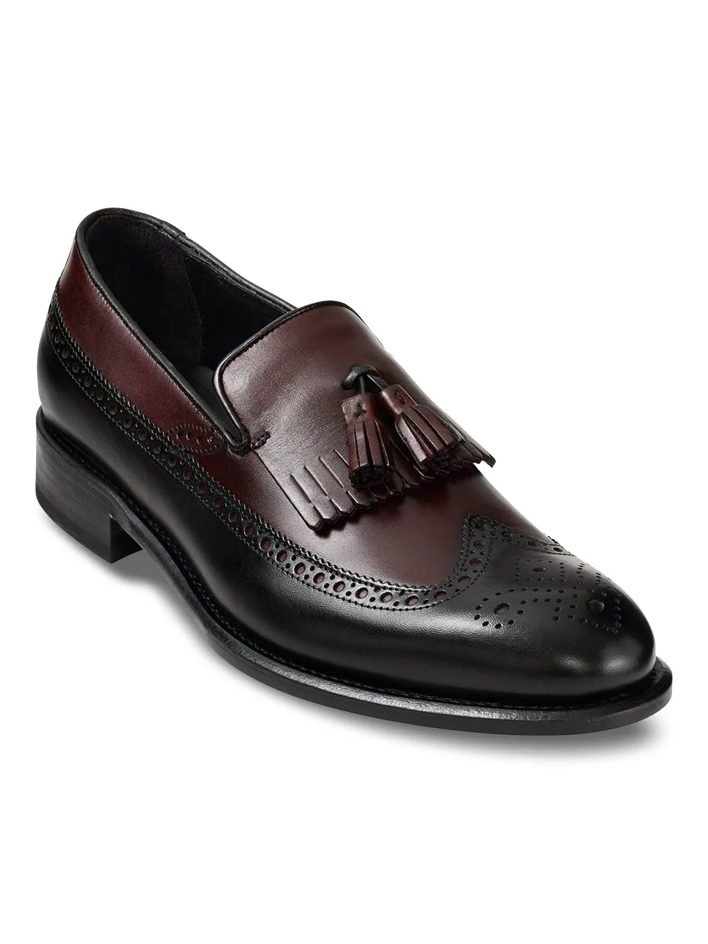 Maxwell Tassel Loafer - Black/burgundy sold by Paul Fredrick