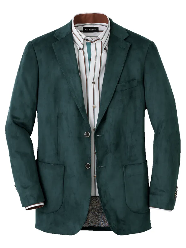 Microsuede Single Breasted Notch Lapel Sport Coat - Dark Green sold by Paul Fredrick