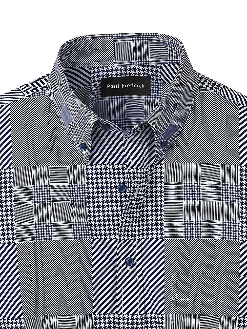 Cotton Patchwork Print Casual Shirt - Blue sold by Paul Fredrick product image thumbnail 2