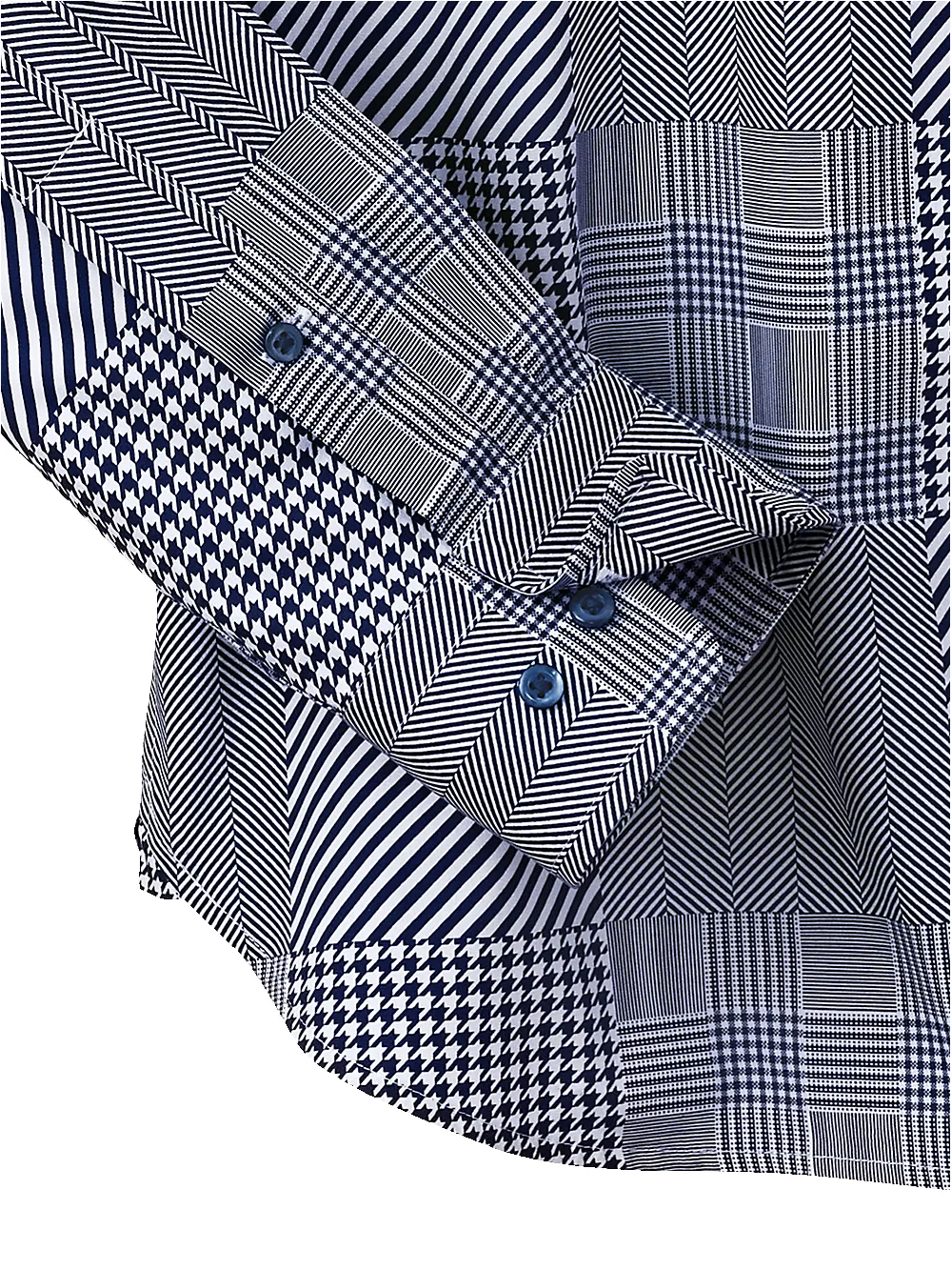 Cotton Patchwork Print Casual Shirt - Blue sold by Paul Fredrick product image thumbnail 3