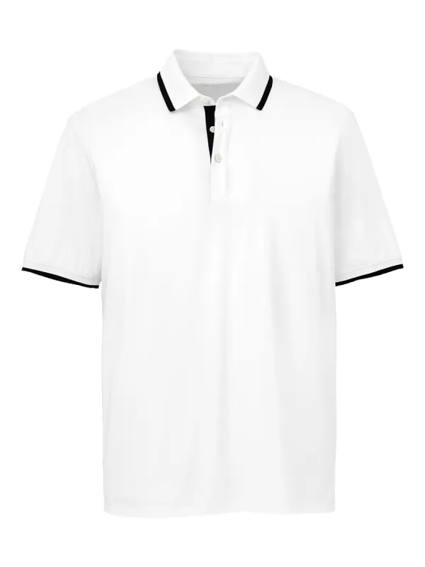 Performance Blend Three Button Polo - White/black sold by Paul Fredrick