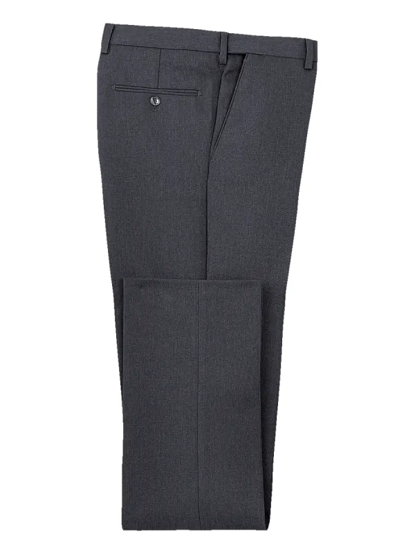 Microfiber Herringbone Flat Front Pants - Grey sold by Paul Fredrick