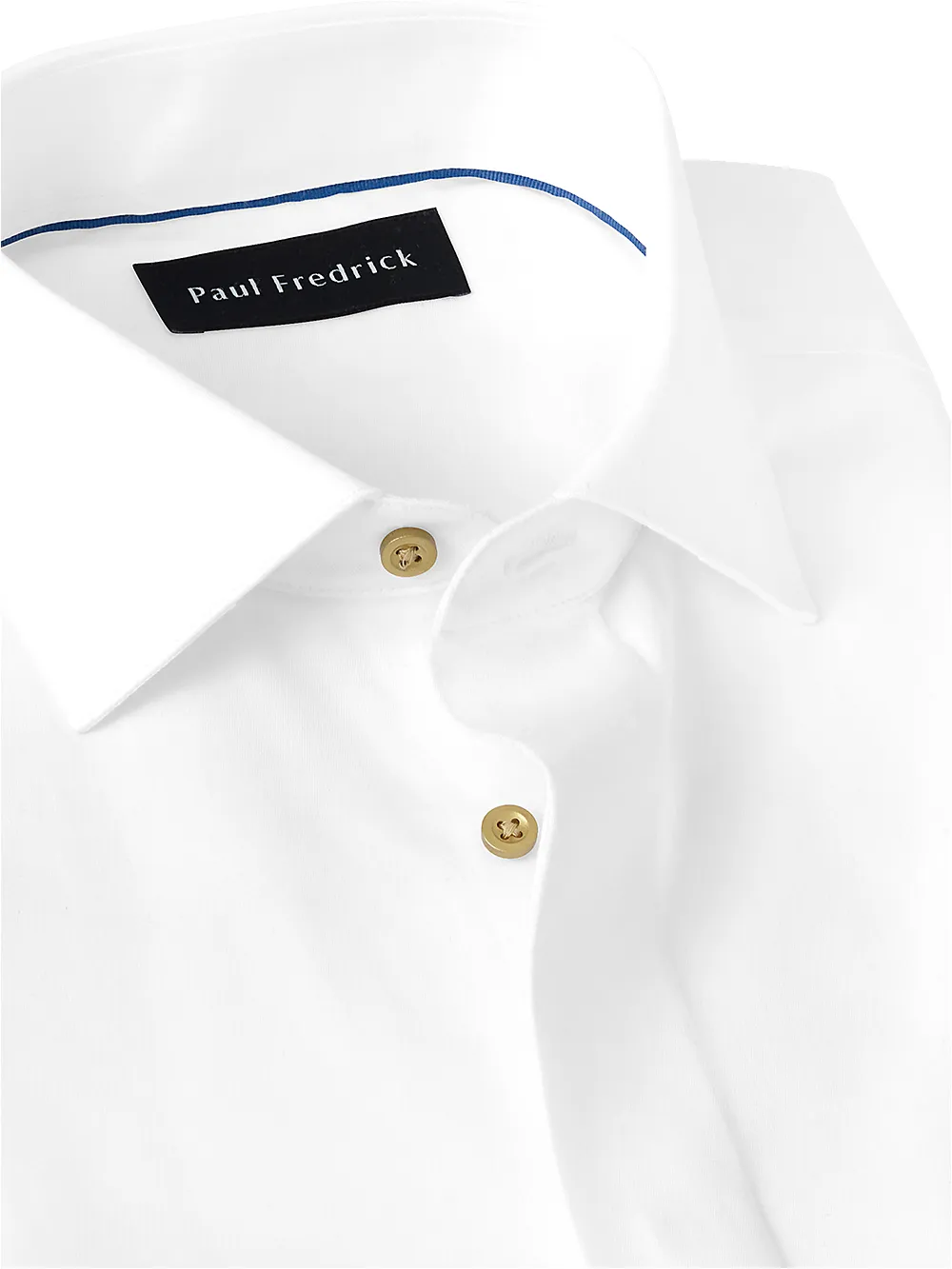 Non-Iron Cotton Solid Dress Shirt With Contrast Trim - White sold by Paul Fredrick product image thumbnail 3