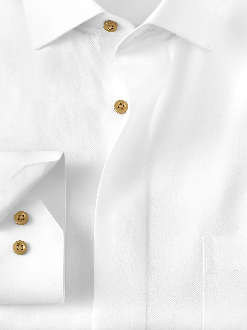 Non-Iron Cotton Solid Dress Shirt With Contrast Trim - White sold by Paul Fredrick product image thumbnail 2