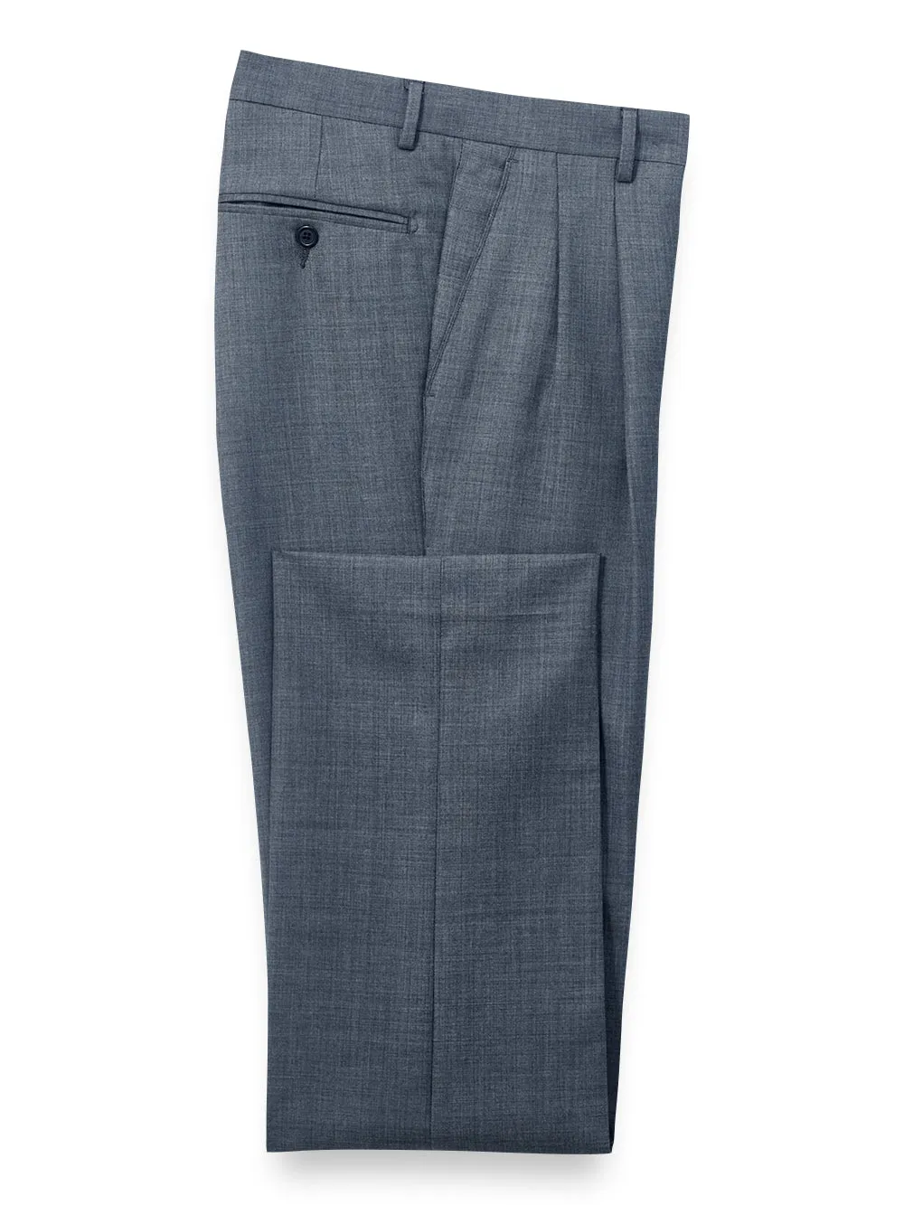Wool Sharkskin Pants - Blue sold by Paul Fredrick