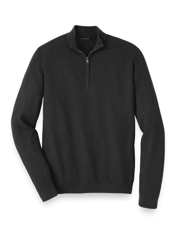 Silk, Cotton & Cashmere Zip Mock Neck Sweater sold by Paul Fredrick