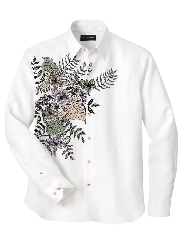 Linen Print Panel Casual Shirt - Multi sold by Paul Fredrick