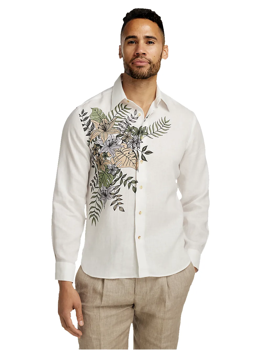 Linen Print Panel Casual Shirt - Multi sold by Paul Fredrick product image thumbnail 2
