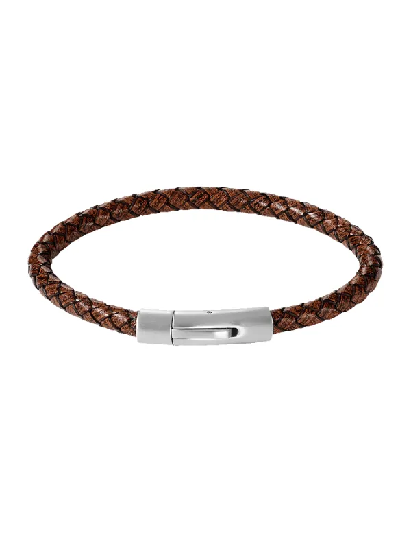 Woven Leather Bracelet - Brown sold by Paul Fredrick