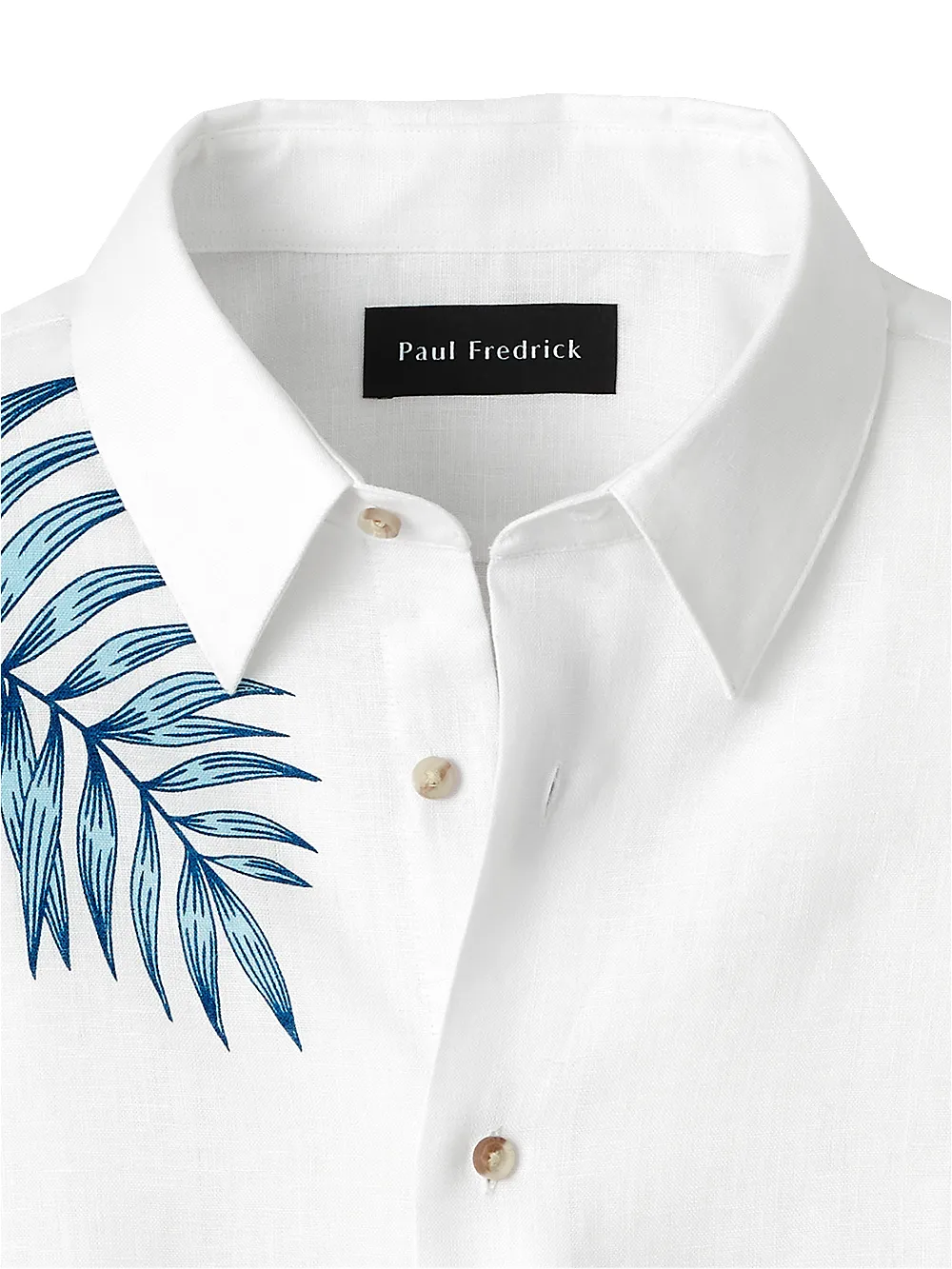 Linen Botanical Print Casual Shirt - White sold by Paul Fredrick product image thumbnail 3