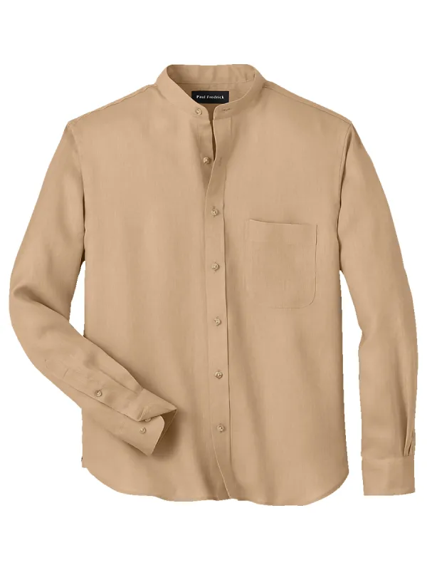 Linen Solid Casual Shirt - Tan sold by Paul Fredrick