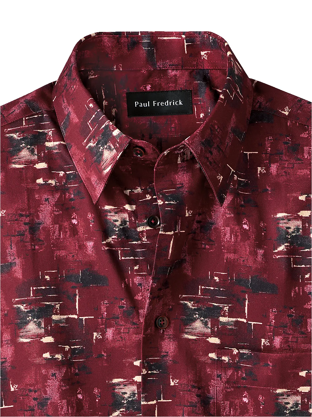 Cotton Abstract Print Casual Shirt - Burgundy sold by Paul Fredrick product image thumbnail 2