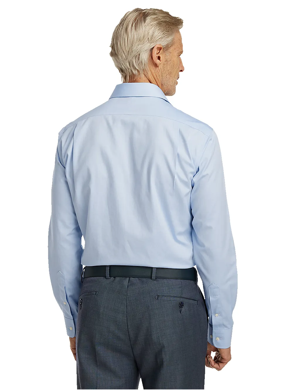 Non-Iron Cotton Pinpoint Solid Spread Collar Dress Shirt - Blue sold by Paul Fredrick product image thumbnail 5