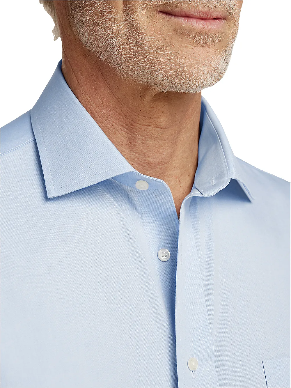 Non-Iron Cotton Pinpoint Solid Spread Collar Dress Shirt - Blue sold by Paul Fredrick product image thumbnail 3