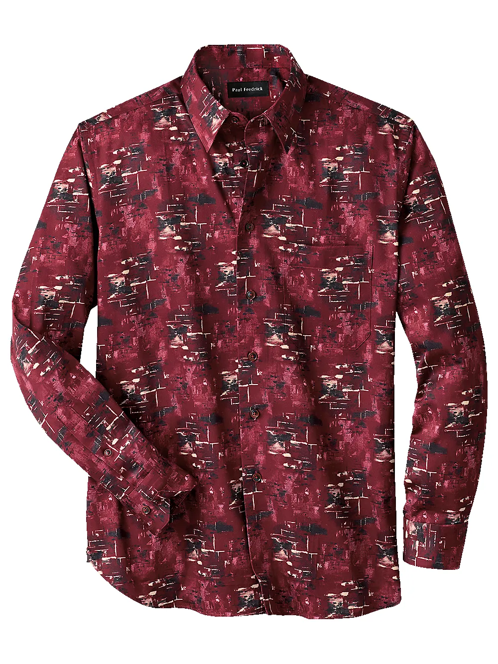 Cotton Abstract Print Casual Shirt - Burgundy sold by Paul Fredrick