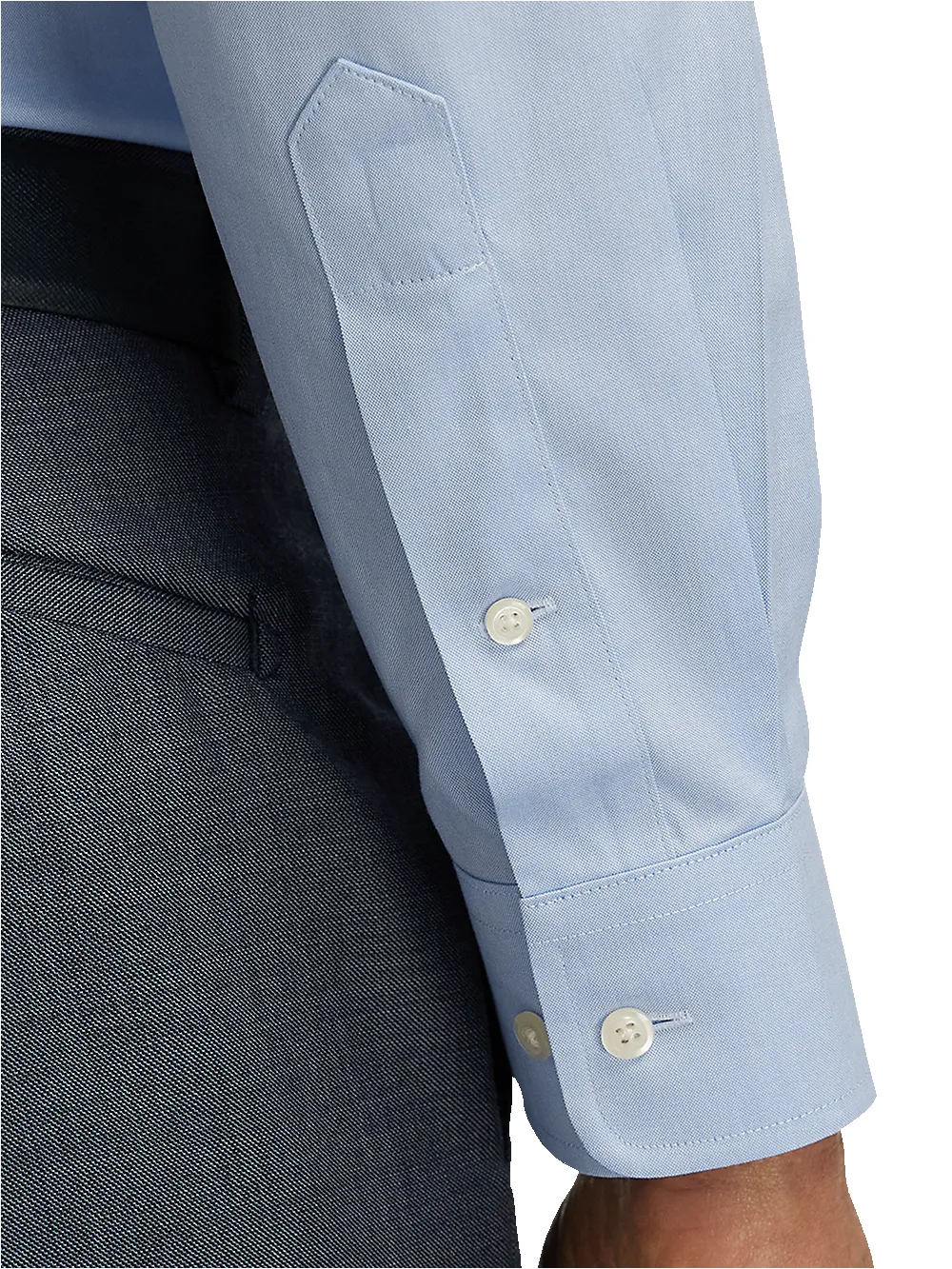 Non-Iron Cotton Pinpoint Solid Spread Collar Dress Shirt - Blue sold by Paul Fredrick product image thumbnail 4
