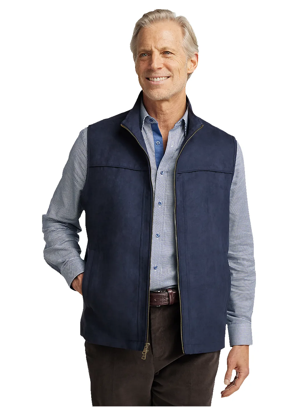 Microsuede Vest - Navy sold by Paul Fredrick product image thumbnail 2