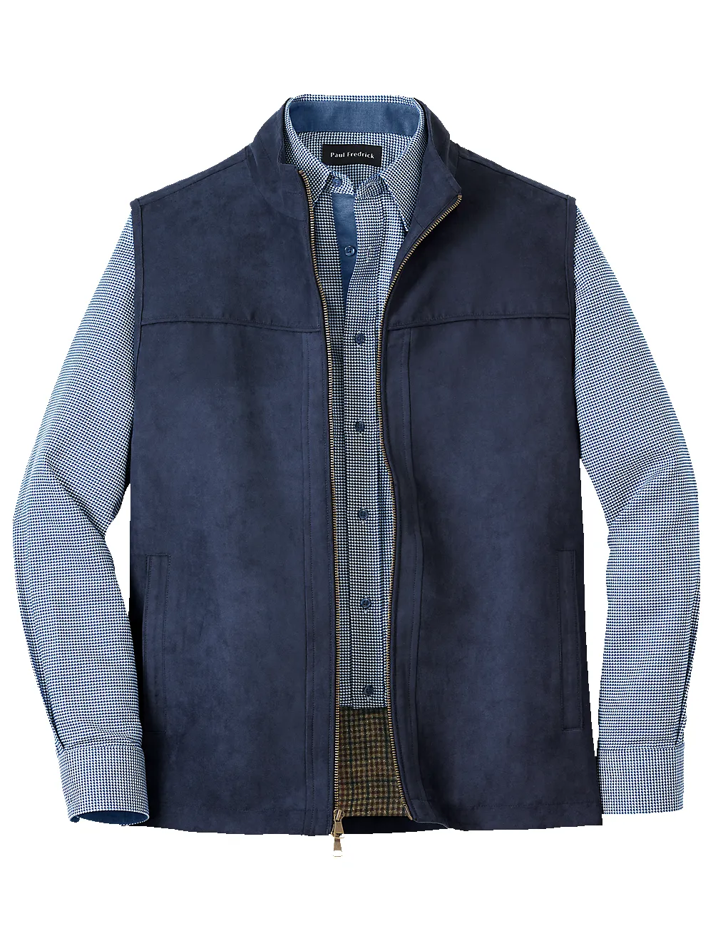 Microsuede Vest - Navy sold by Paul Fredrick
