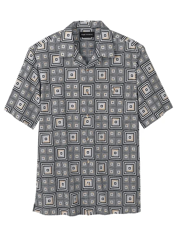 Cotton Geometric Casual Shirt - Black/white sold by Paul Fredrick