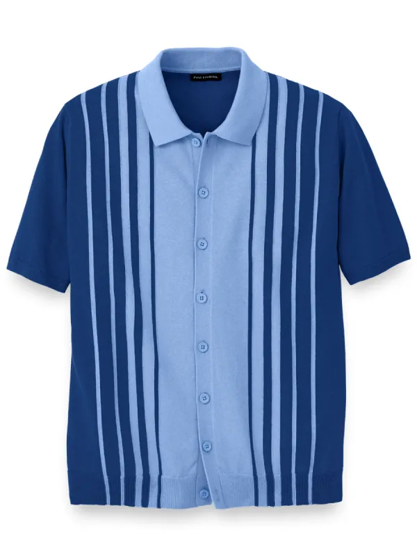 Cotton Button Front Polo sold by Paul Fredrick